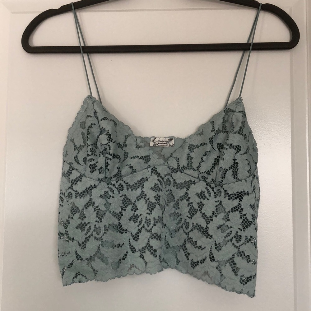 Free People Longline Lace Bralette/Camisole in Light Blue Size Small